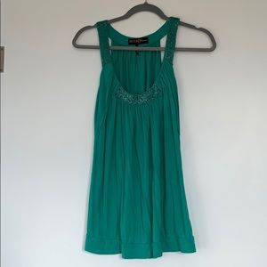 Green Guess Tank Top with beaded straps